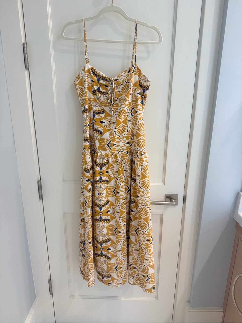 Moon River Yellow Floral Print Spaghetti Strap Midi Dress - Picture 2 of 6